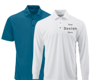 Blue short sleeve polo, white long sleeve polo